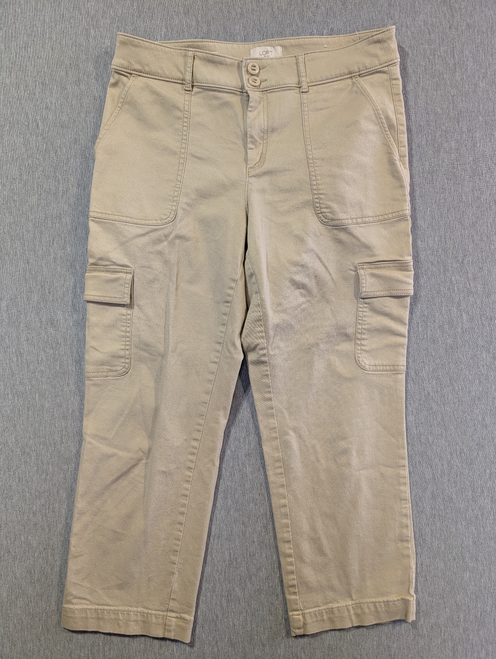 Loft Outlet Straight Crop Cargo Pants Women's 10 Cream